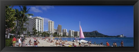 Framed Waikiki Beach Oahu Island HI USA Print