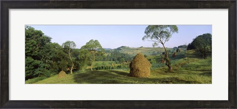 Framed Haystack at the hillside, Transylvania, Romania Print