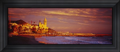 Framed High angle view of a beach, Sitges, Spain Print