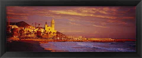 Framed High angle view of a beach, Sitges, Spain Print