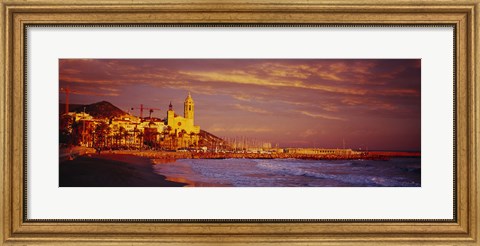 Framed High angle view of a beach, Sitges, Spain Print