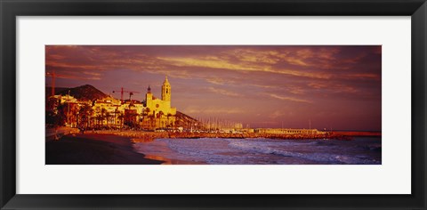 Framed High angle view of a beach, Sitges, Spain Print