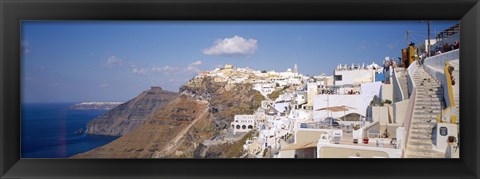 Framed City on a cliff, Santorini, Cyclades Islands, Greece Print