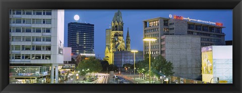 Framed Buildings Lit Up At Night, Berlin, Germany Print