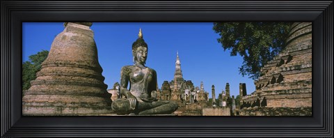 Framed Statue Of Buddha In A Temple, Wat Mahathat, Sukhothai, Thailand Print