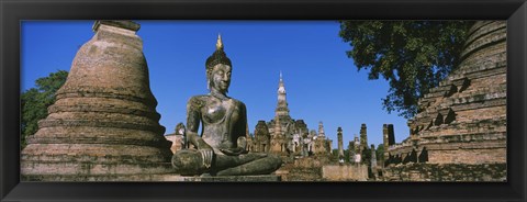 Framed Statue Of Buddha In A Temple, Wat Mahathat, Sukhothai, Thailand Print