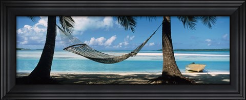 Framed Hammock on the beach, Cook Islands South Pacific Print