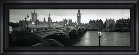 Framed Bridge across a river, Westminster Bridge, Houses Of Parliament, Big Ben, London, England Print