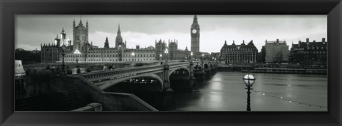 Framed Bridge across a river, Westminster Bridge, Houses Of Parliament, Big Ben, London, England Print