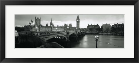 Framed Bridge across a river, Westminster Bridge, Houses Of Parliament, Big Ben, London, England Print