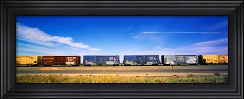 Framed Boxcars Railroad CA Print