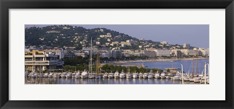 Framed High Angle View Of Boats Docked At Harbor, Cannes, France Print