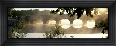 Framed Stone Bridge In Fog, Loire Valley, France Print