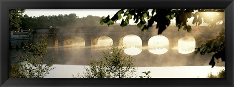 Framed Stone Bridge In Fog, Loire Valley, France Print