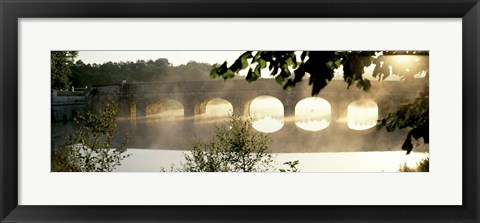 Framed Stone Bridge In Fog, Loire Valley, France Print