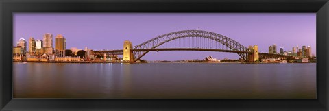 Framed Bridge at dusk, Sydney Harbor Bridge, Sydney, New South Wales, Australia Print