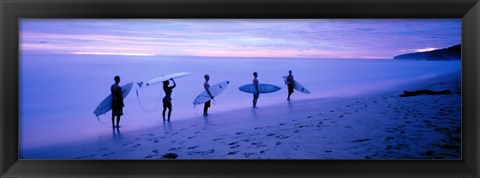 Framed Surfers on Beach Costa Rica Print