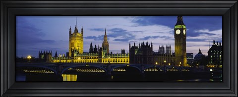 Framed Government Building Lit Up At Night, Big Ben And The Houses Of Parliament, London, England, United Kingdom Print