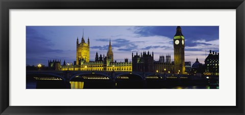 Framed Government Building Lit Up At Night, Big Ben And The Houses Of Parliament, London, England, United Kingdom Print