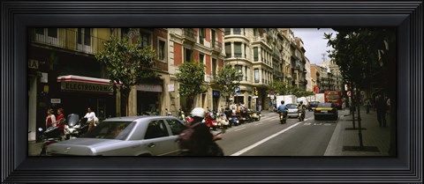 Framed Traffic On A Road, Barcelona, Spain Print