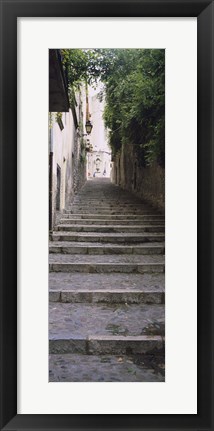 Framed Narrow staircase to a street, Girona, Costa Brava, Catalonia, Spain Print