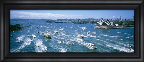 Framed Pleasure Boats, Sydney Harbor, Australia Print