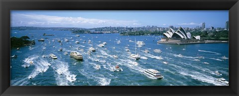 Framed Pleasure Boats, Sydney Harbor, Australia Print