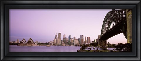 Framed Sydney Harbor Bridge with Purple Sky, Sydney, Australia Print