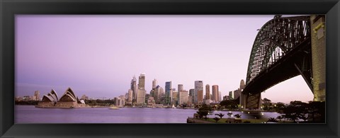 Framed Sydney Harbor Bridge with Purple Sky, Sydney, Australia Print