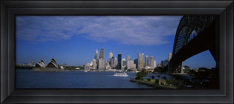 Framed Skyscrapers On The Waterfront, Sydney Harbor Bridge, Sydney, New South Wales, United Kingdom, Australia Print