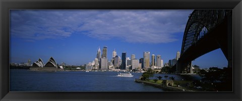 Framed Skyscrapers On The Waterfront, Sydney Harbor Bridge, Sydney, New South Wales, United Kingdom, Australia Print