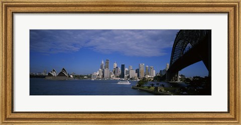 Framed Skyscrapers On The Waterfront, Sydney Harbor Bridge, Sydney, New South Wales, United Kingdom, Australia Print