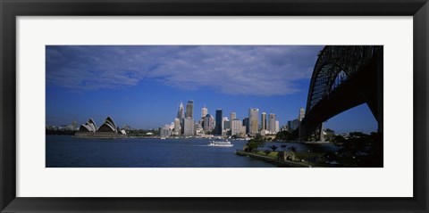 Framed Skyscrapers On The Waterfront, Sydney Harbor Bridge, Sydney, New South Wales, United Kingdom, Australia Print