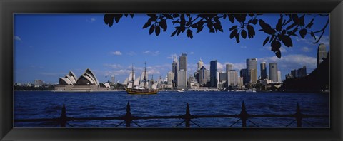 Framed Skyscrapers On The Waterfront, Sydney Opera House, Sydney, New South Wales, United Kingdom, Australia Print