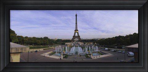 Framed Fountain in front of a tower, Eiffel Tower, Paris, France Print