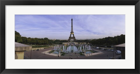 Framed Fountain in front of a tower, Eiffel Tower, Paris, France Print