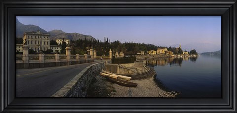 Framed Boats on the coast, Lombardy, Lake Como, Italy Print