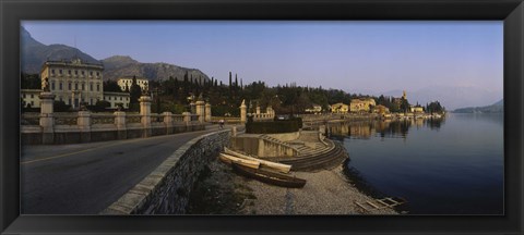 Framed Boats on the coast, Lombardy, Lake Como, Italy Print