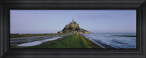 Framed Church on the beach, Mont Saint-Michel, Normandy, France Print