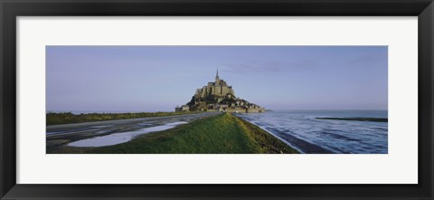 Framed Church on the beach, Mont Saint-Michel, Normandy, France Print
