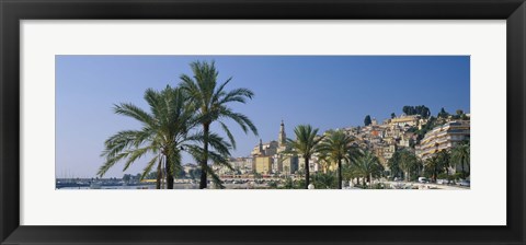 Framed Building On The Waterfront, Menton, France Print