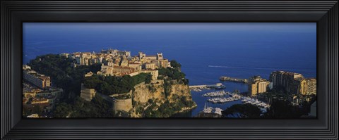 Framed High Angle View Of A City At The Waterfront, Monte Carlo, Monaco Print