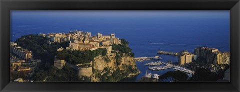 Framed High Angle View Of A City At The Waterfront, Monte Carlo, Monaco Print