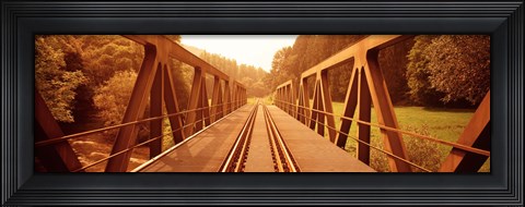 Framed Railroad Tracks and Bridge Germany Print