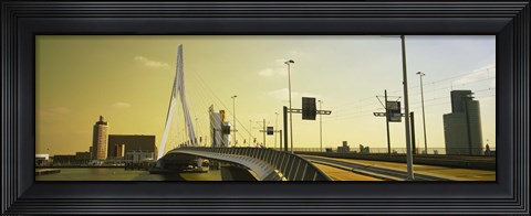 Framed Bridge across the river, Erasmus Bridge, Rotterdam, Netherlands Print
