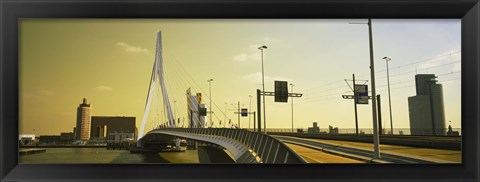 Framed Bridge across the river, Erasmus Bridge, Rotterdam, Netherlands Print