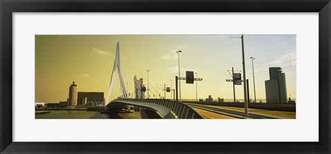 Framed Bridge across the river, Erasmus Bridge, Rotterdam, Netherlands Print