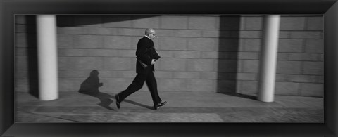 Framed Side Profile Of A Businessman Running With A Briefcase, Germany Print