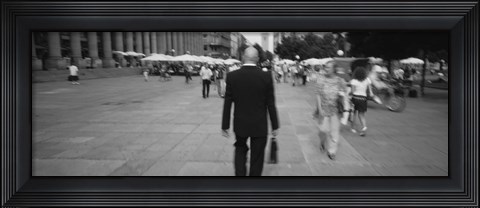Framed Rear view of a businessman walking on the street, Stuttgart, Germany Print