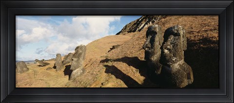 Framed Low angle view of Moai statues, Tahai Archaeological Site, Rano Raraku, Easter Island, Chile Print